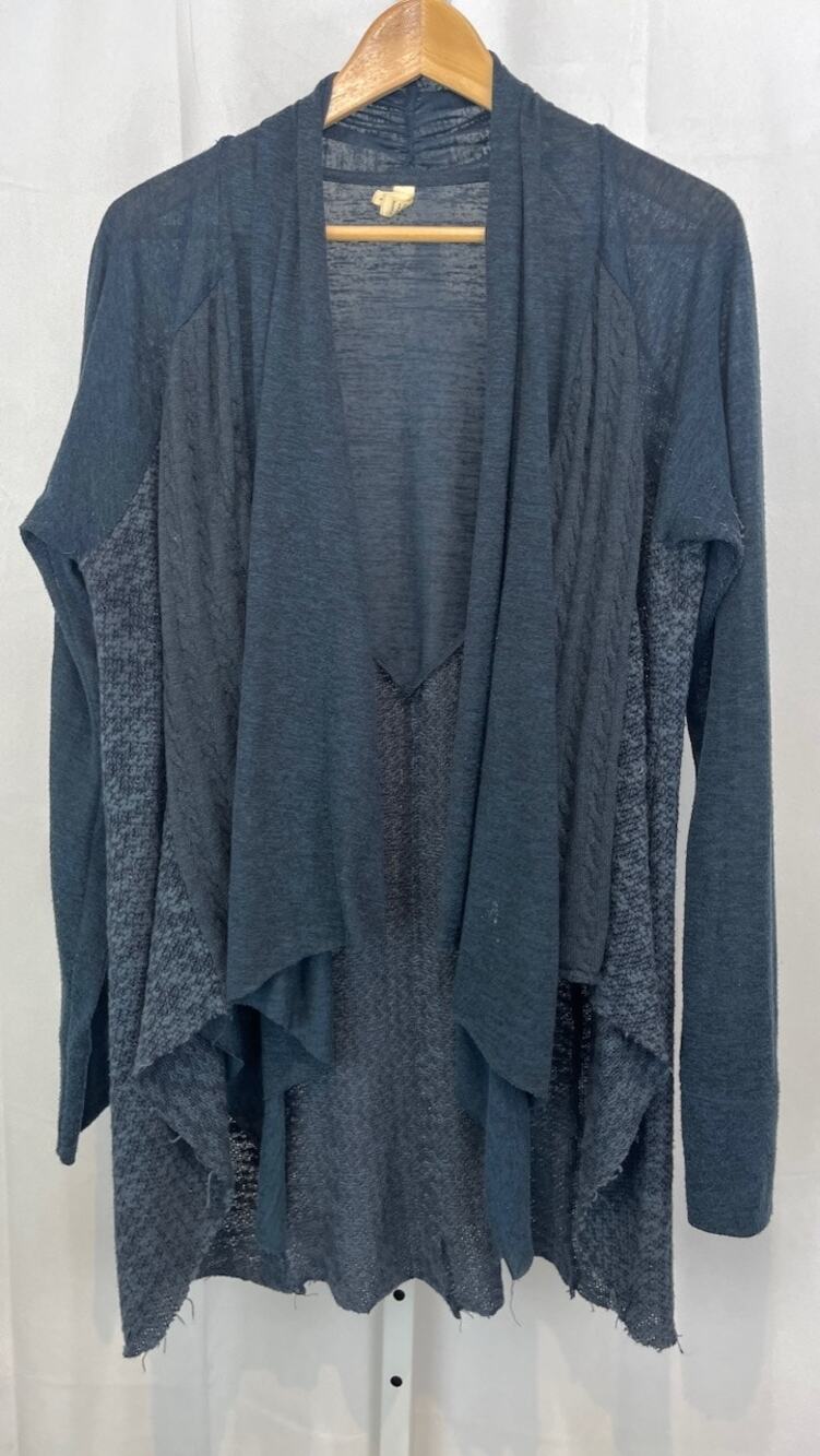TINY Anthropologie Stratigraphy Cardigan Open Front Tunic Slub Cableknit Size L